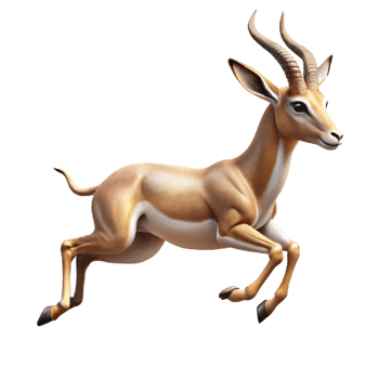 elegant artistic A graceful gazelle leaping across the African savanna, dust swirling around its hooves, in a dynamic, action photography style exclusive png