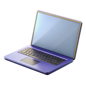 elegant vintage Laptop computer with blank screen open 45 degrees high resolution png