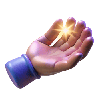 vibrant contemporary A single, open hand, glowing with magical energy, reaching out premium png