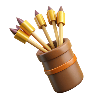 wonderful rustic A quiver full of arrows with fletching and pointed tips 4K png