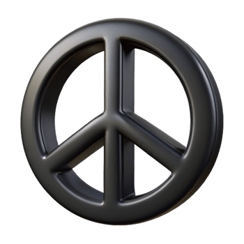 elegant classic A peace symbol, classic design, black, high quality png