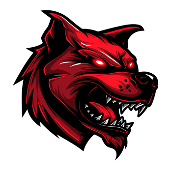 An aggressive red wolf with glowing eyes and sharp teeth png