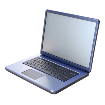 stunning vintage Laptop computer with blank screen open 45 degrees high resolution png
