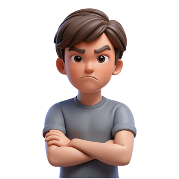 beautiful modern Angry teenager with crossed arms, authentic png