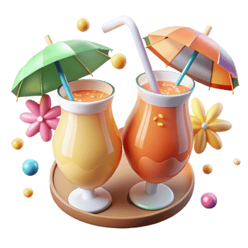 wonderful vintage Summer Tropical Drinks with Umbrellas Transparent for Vacation Refreshments authentic png