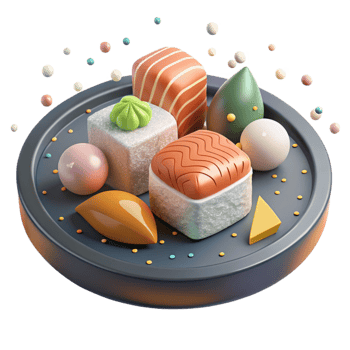 serene contemporary Sushi Platter Isolated for Japanese Food Menu professional png
