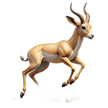 stunning contemporary A graceful gazelle leaping across the African savanna, dust swirling around its hooves, in a dynamic, action photography style high quality png