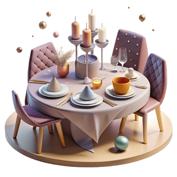 vibrant artistic Table Setting Dining Arrangement Transparent for Restaurant Graphics png