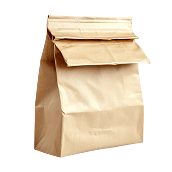 Brown paper bag isolated on black background png