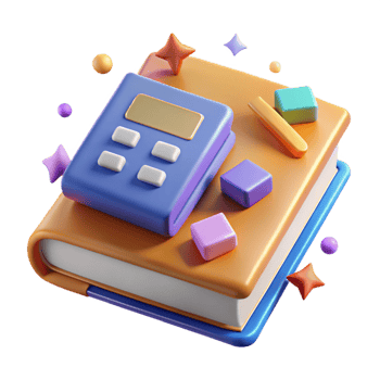 serene modern Textbook and Calculator Isolated for Math Education png