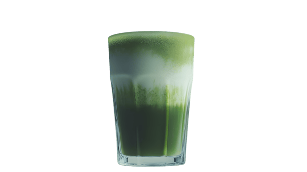 Refreshing Green Beverage in a Glass with Frothy Top Ideal for Health and Wellness Content png