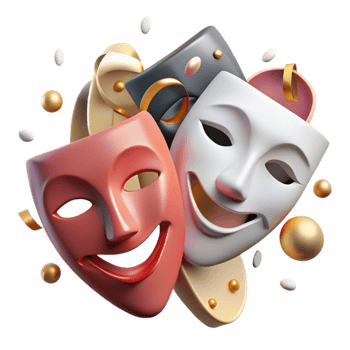 dramatic rustic Theater Masks Cutout for Drama or Performing Arts Designs professional png