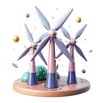 elegant classic Three Wind Turbines Cutout for Environmental Presentations detailed png