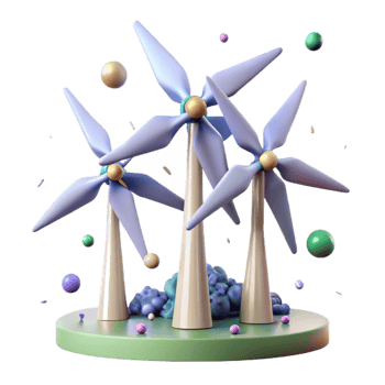 extraordinary traditional Three Wind Turbines Cutout for Environmental Presentations high quality png