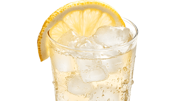 Refreshing Lemonade with Ice Cubes and a Slice of Lemon in a Glass png