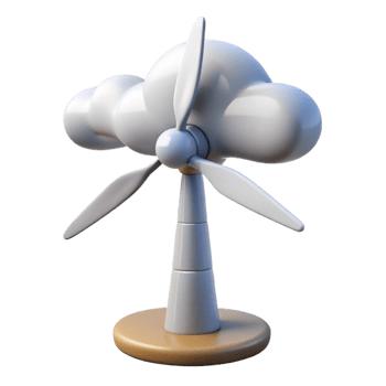 impressive artistic A wind turbine harnessing wind energy on a windswept plain, dramatic, cloudy sky authentic png