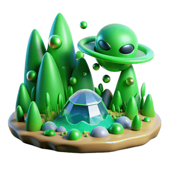 elegant minimalist Toxic Green Alien Landscape Transparent for Game Assets exclusive png
