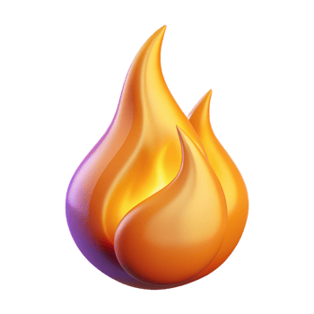 beautiful minimalist A single, burning flame, stylized, vibrant colors 4K png