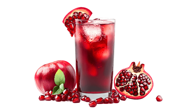Refreshing Red Juice with Fresh Fruits and Ice Cubes Ideal for Health and Beverage Themes png