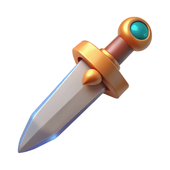 stunning traditional A single, stylized dagger with a jeweled hilt detailed png