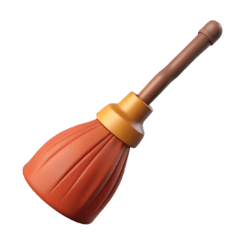 wonderful classic A flying broomstick with worn bristles 4K png