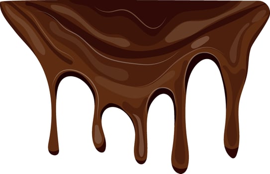 melted dark chocolate dripping down in thick drops, for various backgrounds or as part of a design vector