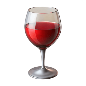 dramatic contemporary A wine glass, half full of red wine, authentic png