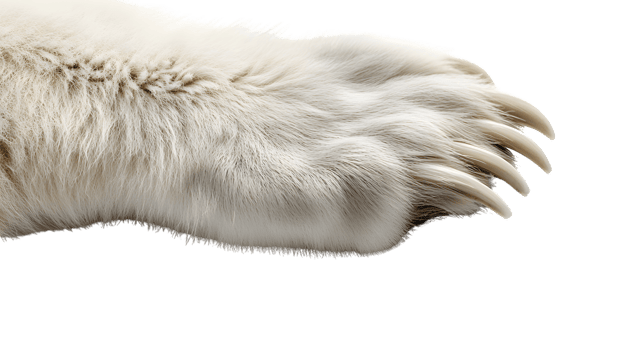 Closeup of a large white animal paw with claws png