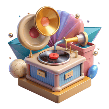 serene artistic Vintage Record Player Transparent with Turntable for Music Design premium png