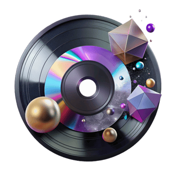 dramatic traditional Vinyl Record Reflection on a Surface Isolated original png