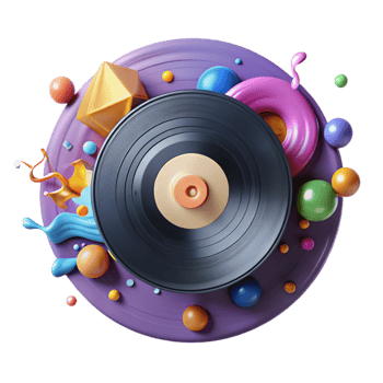 elegant contemporary Vinyl Record with Paint Splatter Cutout Artistic Design high quality png