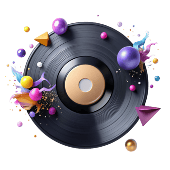 serene classic Vinyl Record with Splatter Effect Isolated Grunge Design detailed png