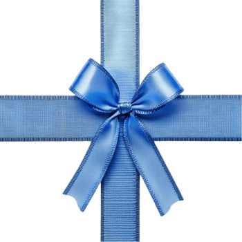 Elegant blue ribbon bow present decoration celebration isolated on transparent background png