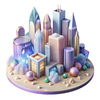 serene contemporary Watercolor Buildings Cityscape Urban Scene Cutout for Architectural Design exclusive png