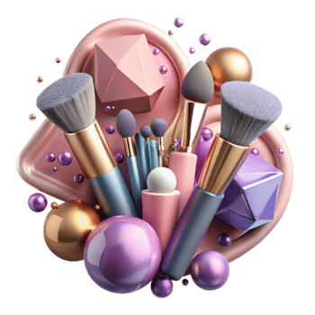 beautiful creative Wedding Makeup Brushes Cosmetics Isolated for Beauty Blogs detailed png