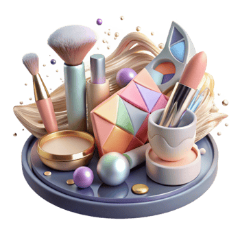 serene modern Wedding Makeup Palette and Brushes Transparent Background exclusive png