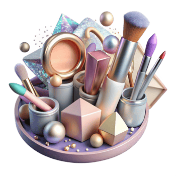 stunning vintage Wedding Makeup Palette and Brushes Transparent Background png