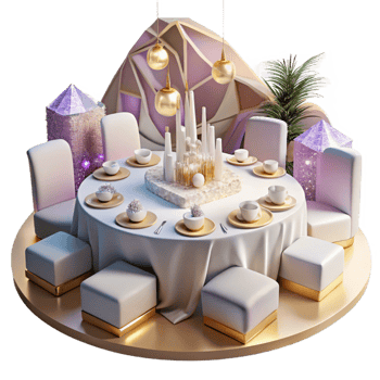 elegant modern Wedding Reception Tables Decorated Cutout for Venue Photography genuine png