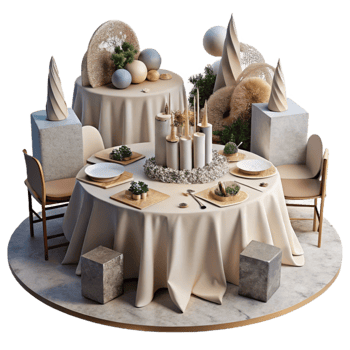 wonderful traditional Wedding Reception Tables with Linens and Centerpieces Isolated for Event Planning Visuals detailed png