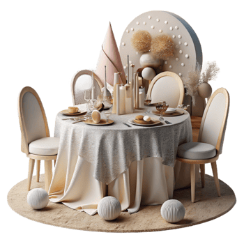 wonderful modern Wedding Reception Tables with Linens and Centerpieces Isolated for Event Planning Visuals authentic png