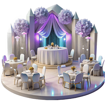 elegant traditional Wedding Reception Venue Decorated Hall Isolated Cutout original png