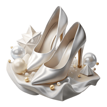 elegant abstract Wedding Shoes Bridal Heels with Sparkle Isolated for Fashion Photography detailed png