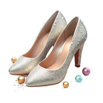 serene vintage Wedding Shoes Bridal Heels with Sparkle Isolated for Fashion Photography high quality png