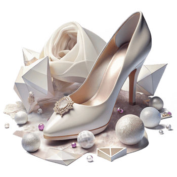 magnificent traditional Wedding Shoes Bridal Heels with Sparkle Isolated for Fashion Photography professional png