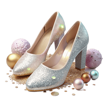 beautiful abstract Wedding Shoes Bridal Heels with Sparkle Isolated for Fashion Photography exclusive png