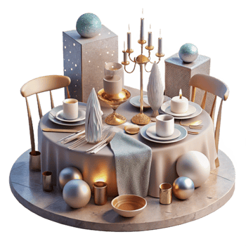 stunning traditional Wedding Table Setting Silverware Isolated for Event Planning professional png