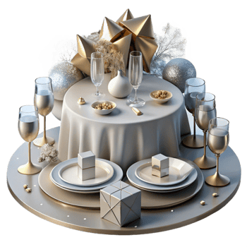 impressive vintage Wedding Table Setting Silverware Isolated for Event Planning high resolution png