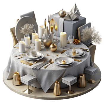 vibrant modern Wedding Table Setting with Candles and Flowers Cutout for Event Decor Inspiration genuine png