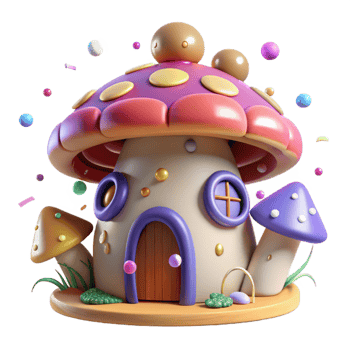 elegant modern Whimsical Mushroom House Transparent for Children Book genuine png