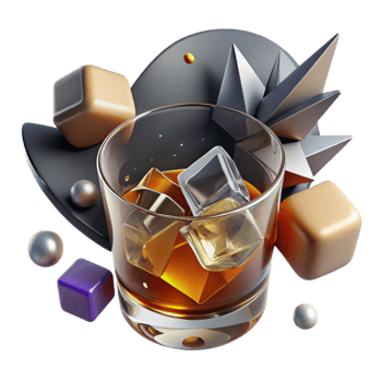 wonderful creative Whiskey Glass with Ice Cubes Transparent for Bar Menus high quality png